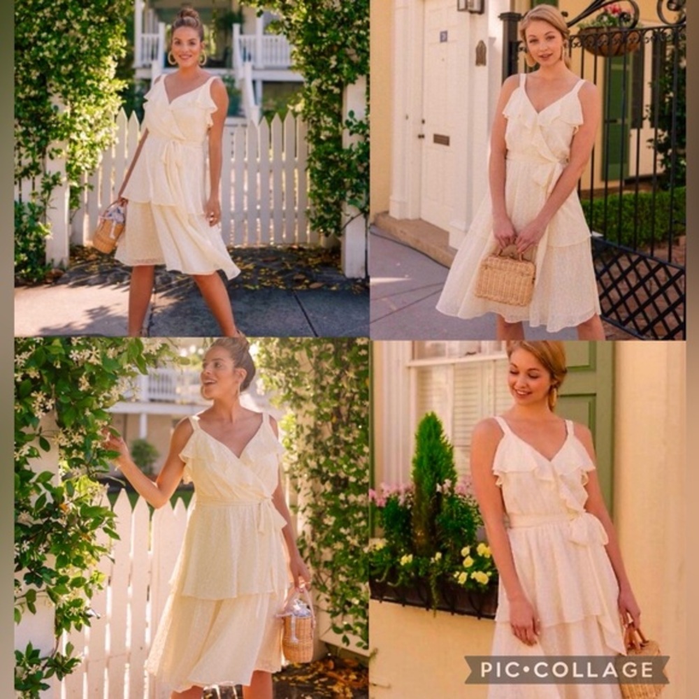 Gal Meets Glam Cream Ruffle Tiered Sundress